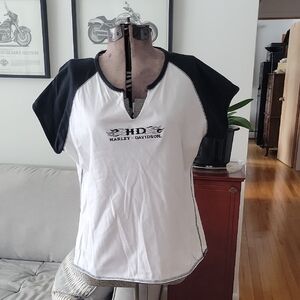 Harley-Davidson Top, XL, Black/White, Vintage.